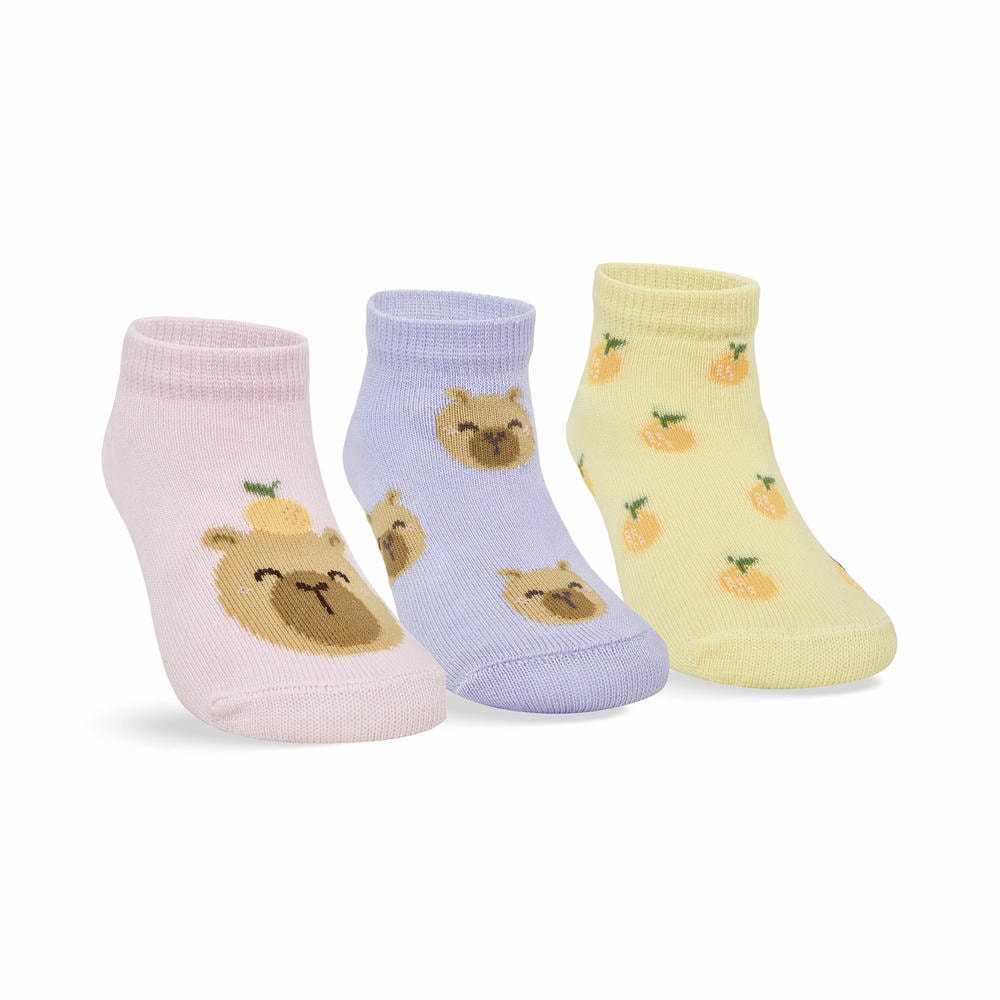 Kit 3 Pares Meia Cano Curto Bebê Menina Urso - Selene