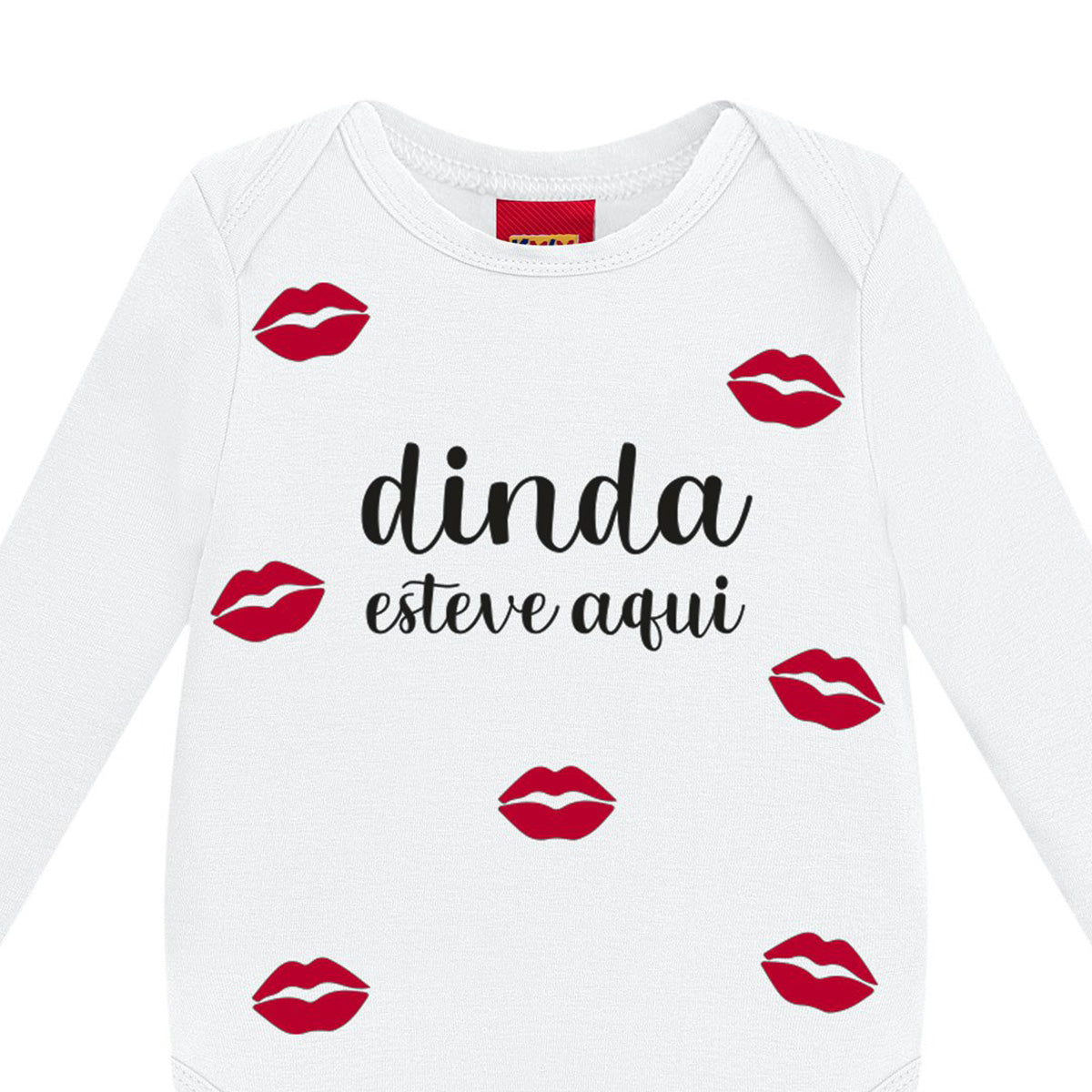 Body Manga Longa Bebê Unissex Frase Dinda Esteve Aqui - Kyly
