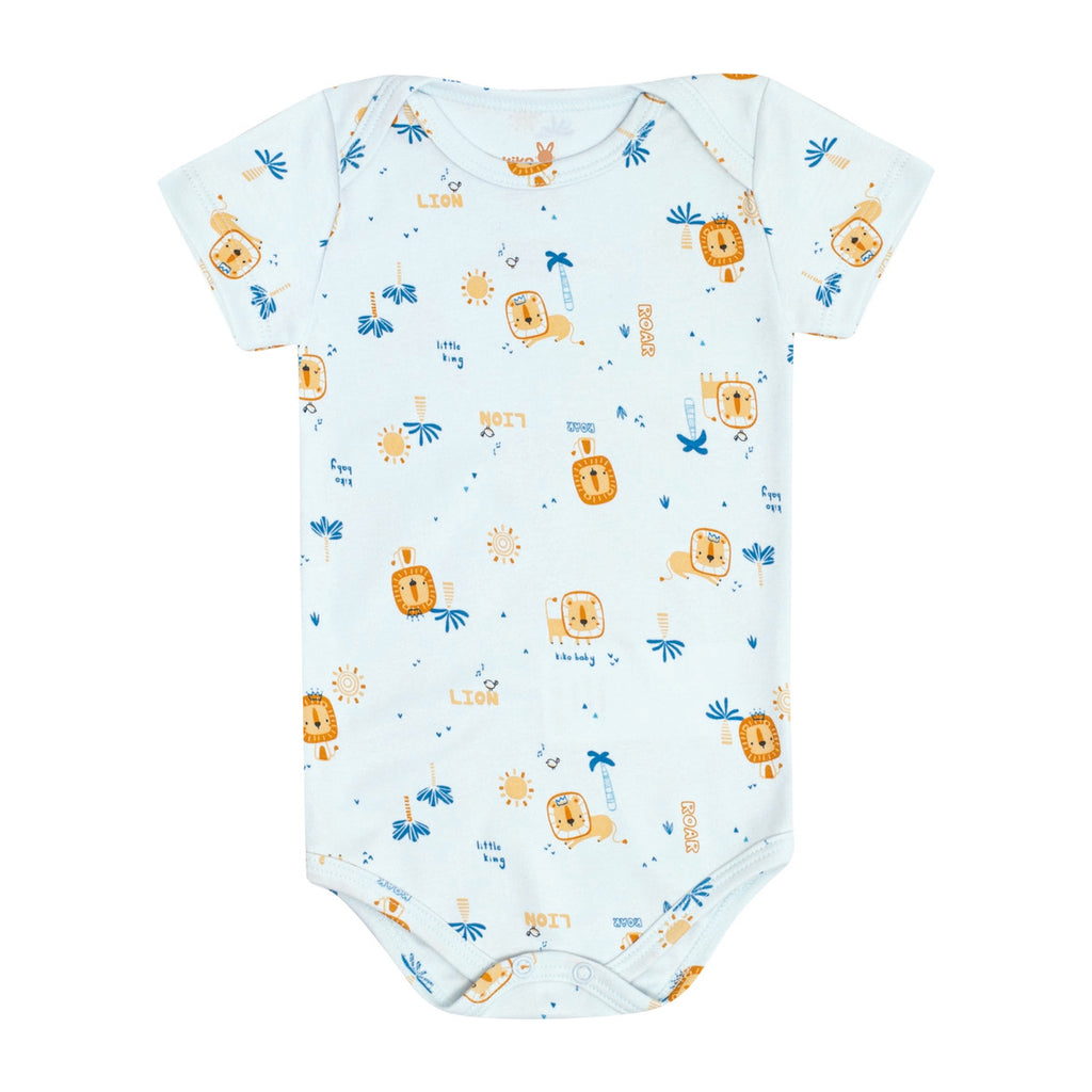 Body Manga Curta Bebê Menino Leão Safári - Kiko Baby