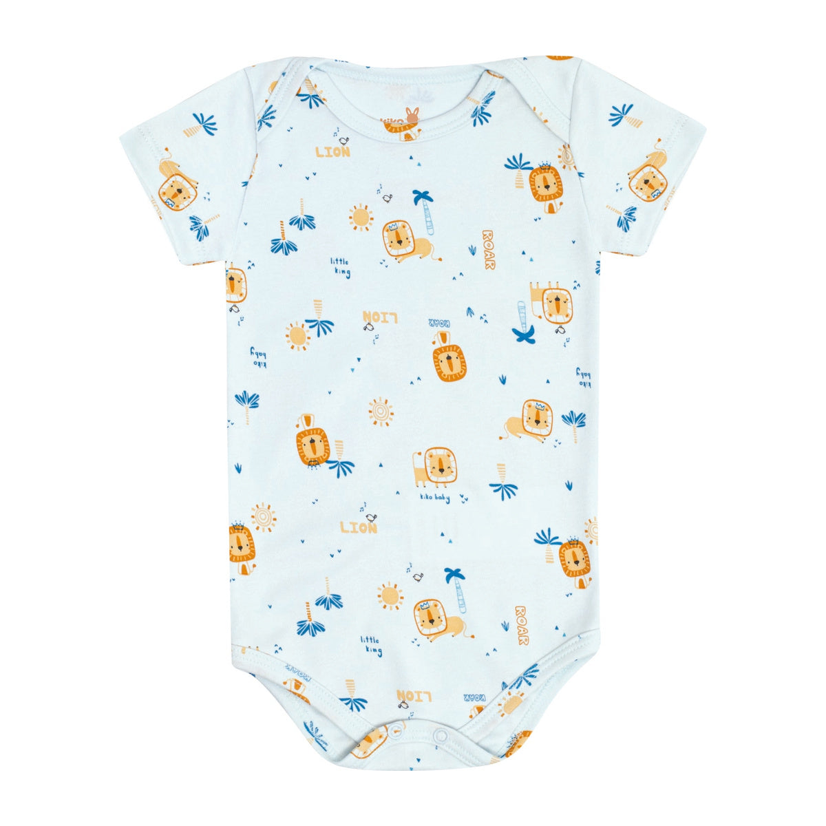 Body Manga Curta Bebê Menino Leão Safári - Kiko Baby
