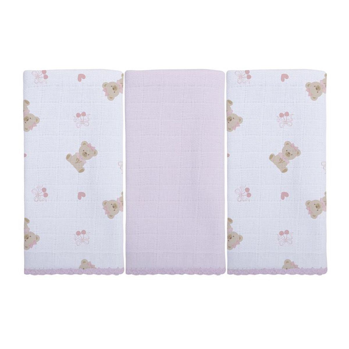 Pano de Boca Bebê Estampado 3 Unidades Menina - Bublim