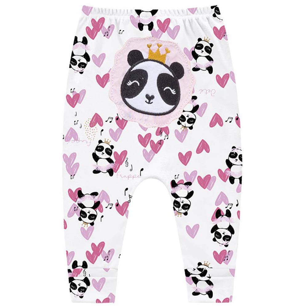 Calça Bebê Menina em Suedine Com Bordado Panda - Kiko Baby