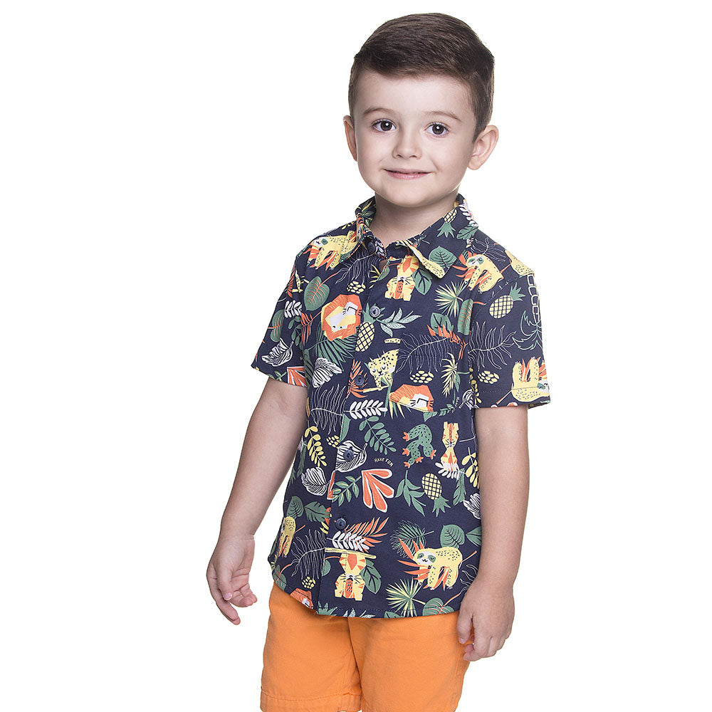 Conjunto Infantil Selva Camisa e Bermuda Sarja - Have Fun