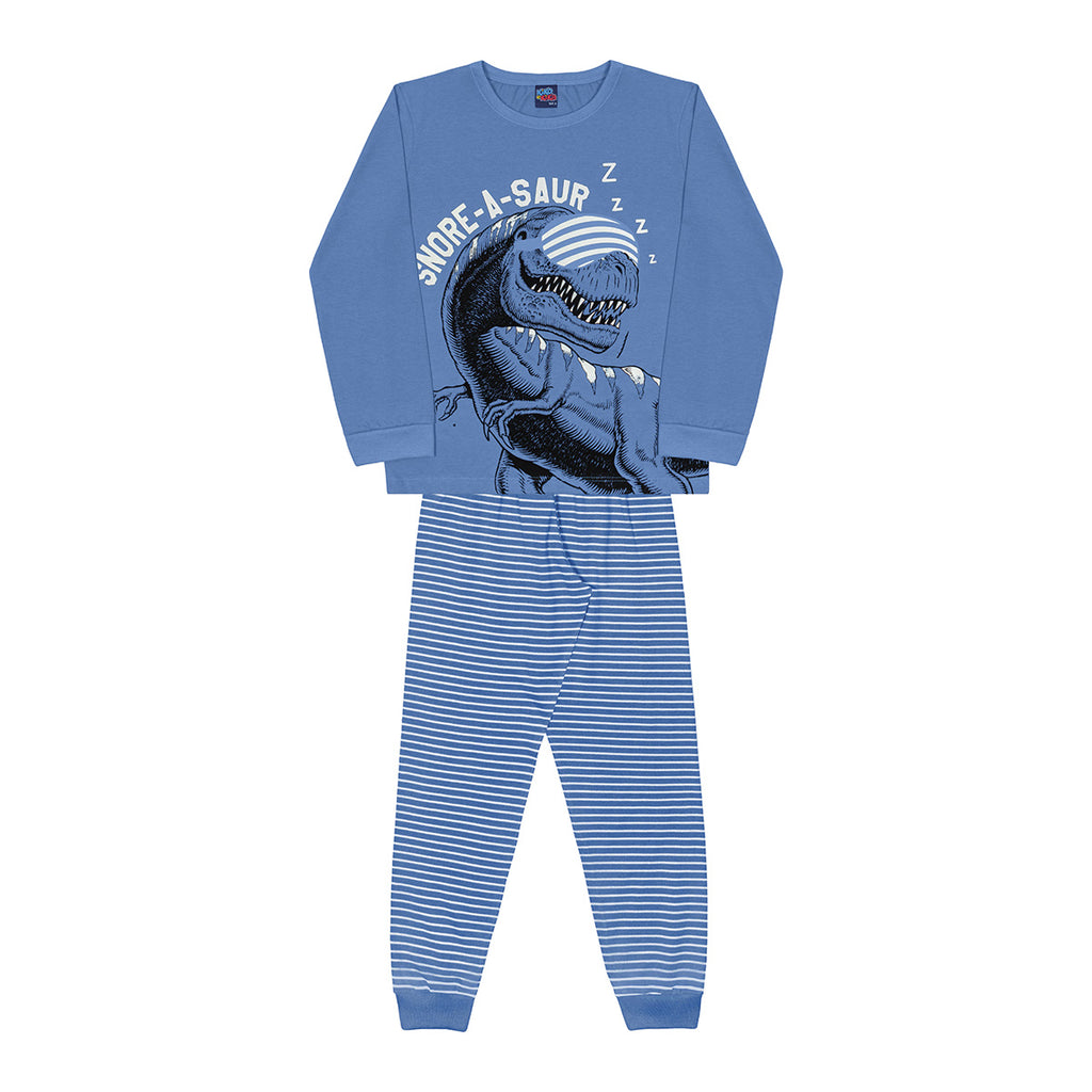 Pijama Menino Meia Malha Brilha no Escuro Dino - Kiko e Kika