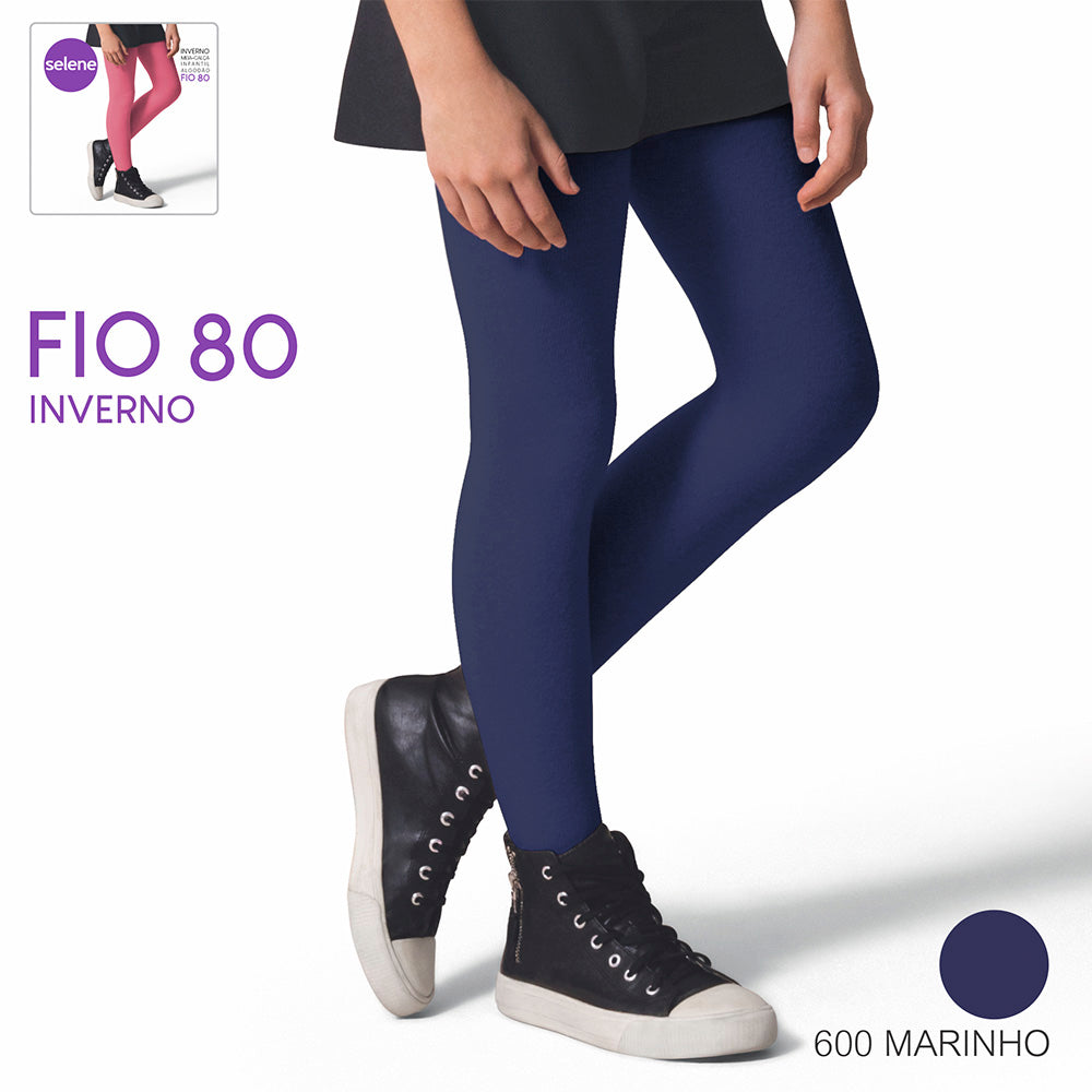 Meia-Calça Fio 80 Infantil Menina Lisa em Algodão - Selene