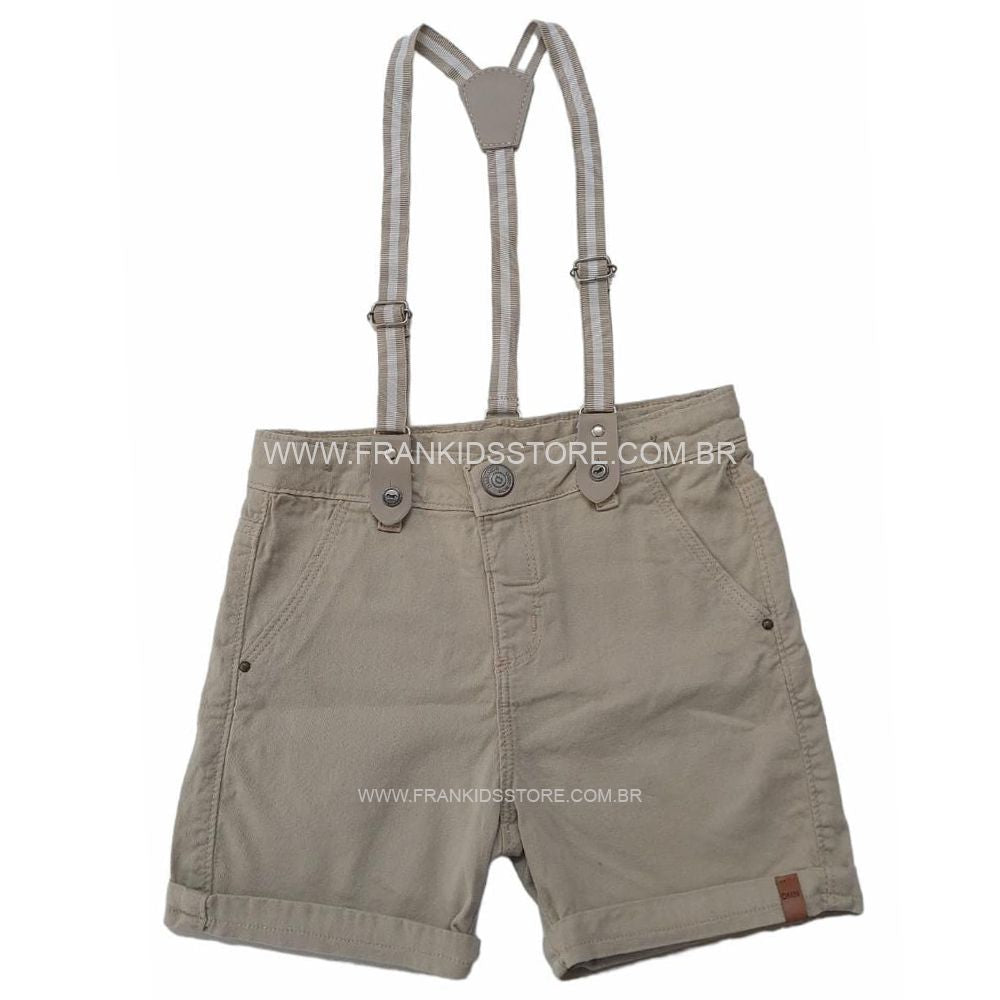 Bermuda Sarja Bebê Infantil Com Suspensório - Dmenor