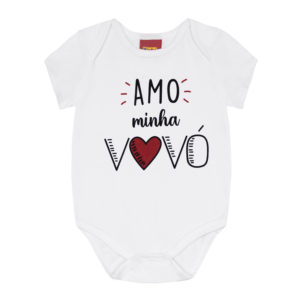 Body Manga Curta Bebê Unissex Amo Minha Vovó - Kyly
