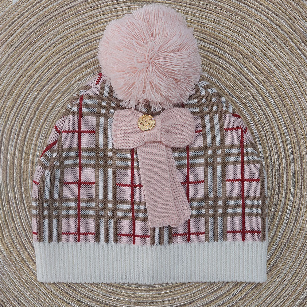Touca Acrílica Menina Pompom Rosa - Everly