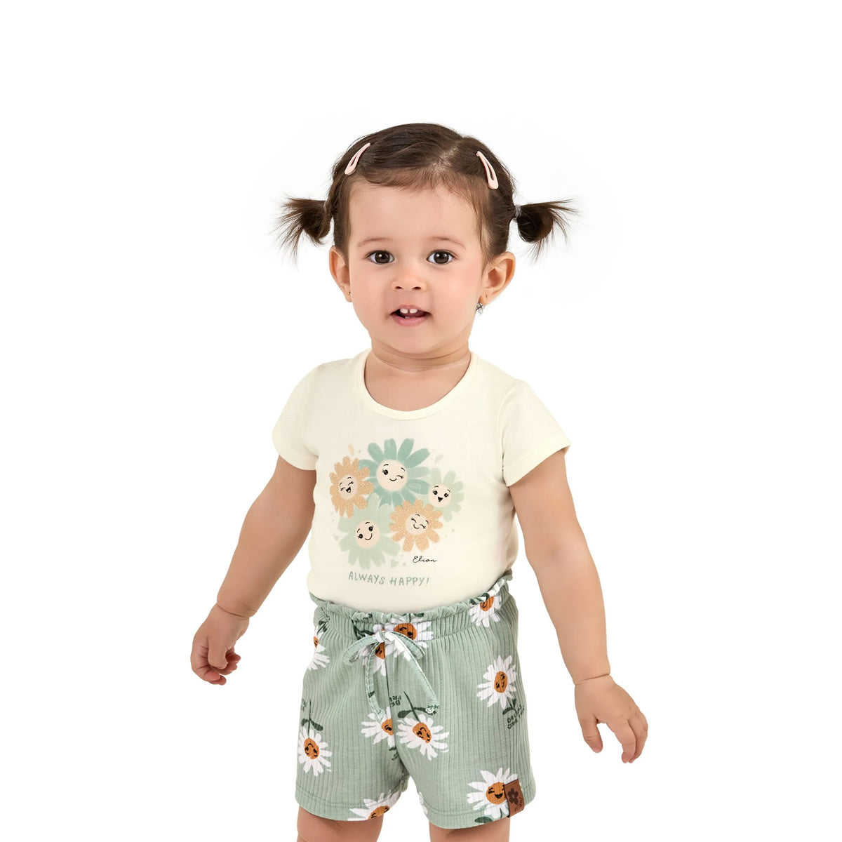 Conjunto Bebê Menina Blusa e Short Flores - Elian