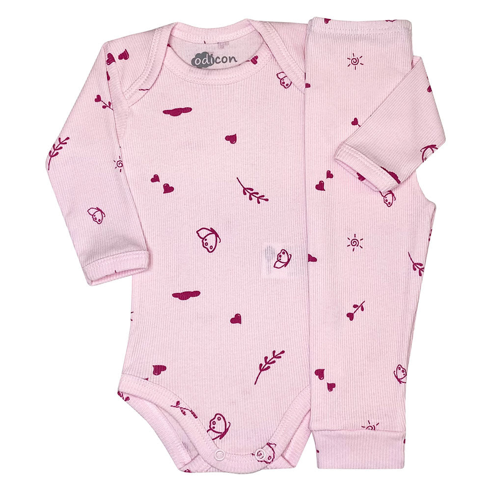 Conjunto Pijama Canelado Bebê Body e Calça Borboletas - Odicon