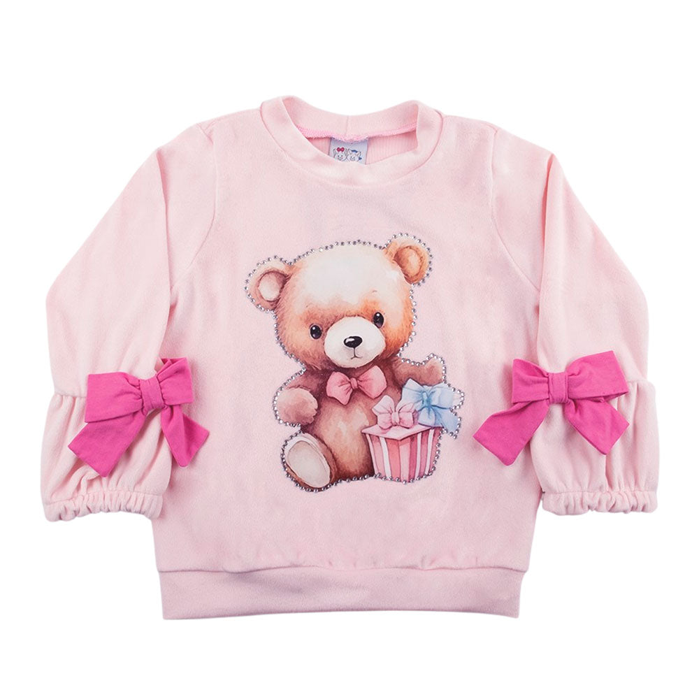 Conjunto Infantil Menina Blusa e Legging Plush Ursinha - Rosebud