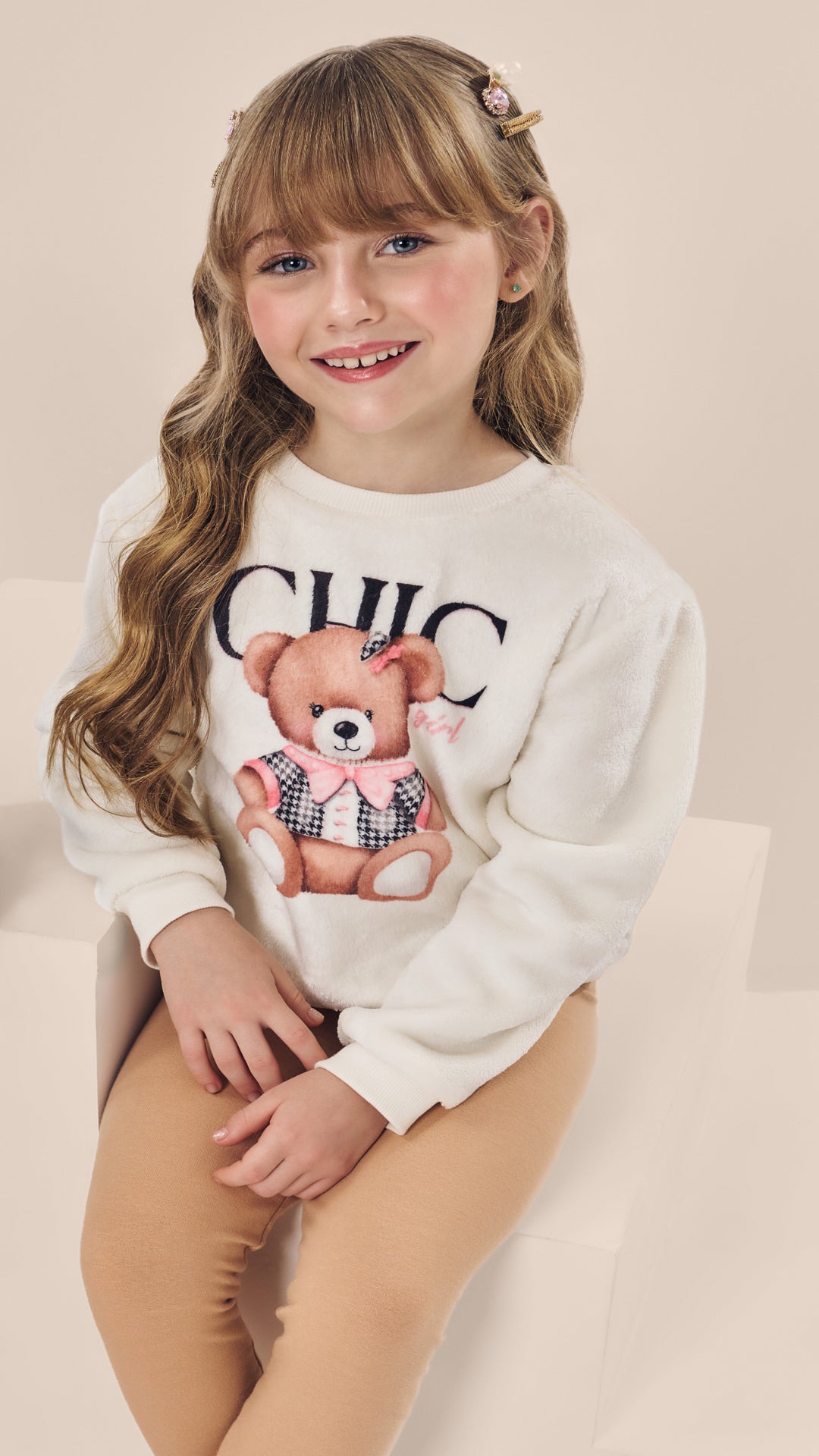 Conjunto Infantil Menina Fleece Urso e Molecotton - Kiko e Kika
