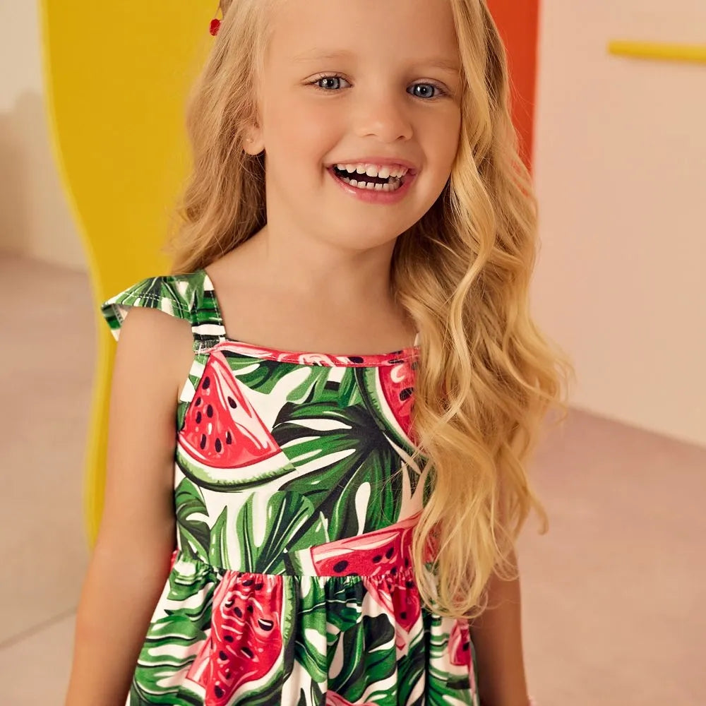 Vestido Infantil Meia Malha Melancia - Kyly