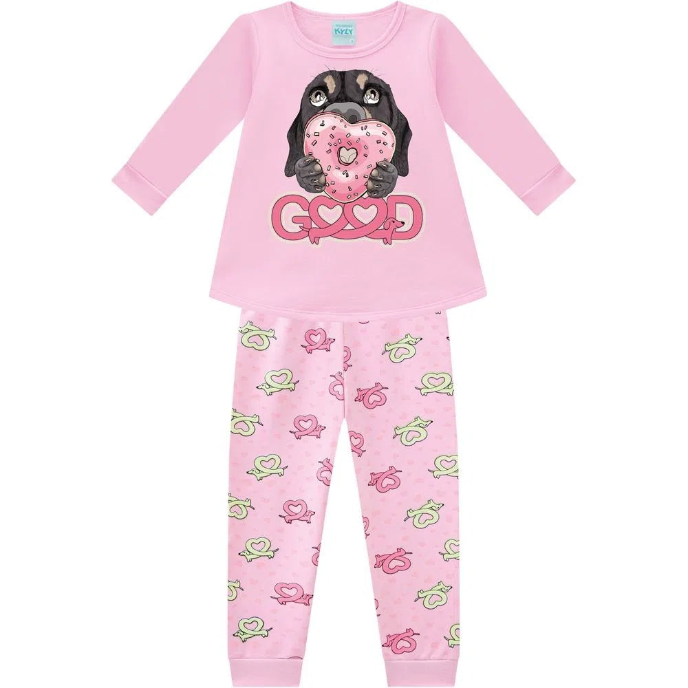 Pijama Infantil Menina Moletom Peluciado Cachorrinho - Kyly