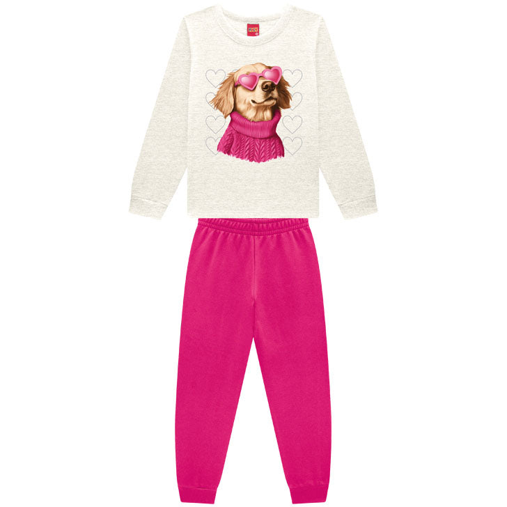 Conjunto Infantil Menina Moletom Peluciado Love Dog - Kyly