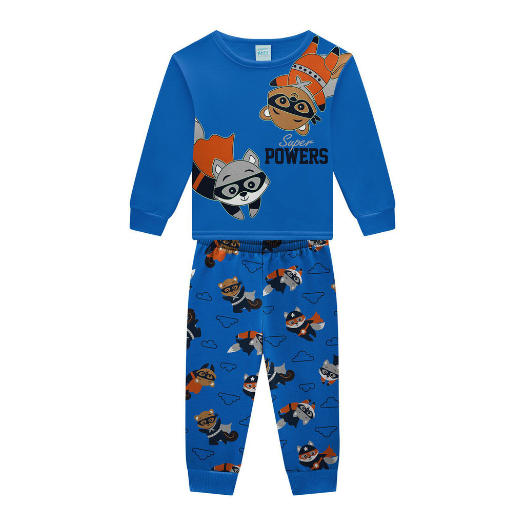 Pijama Infantil Moletom Peluciado Brilha no Escuro Power - Kyly