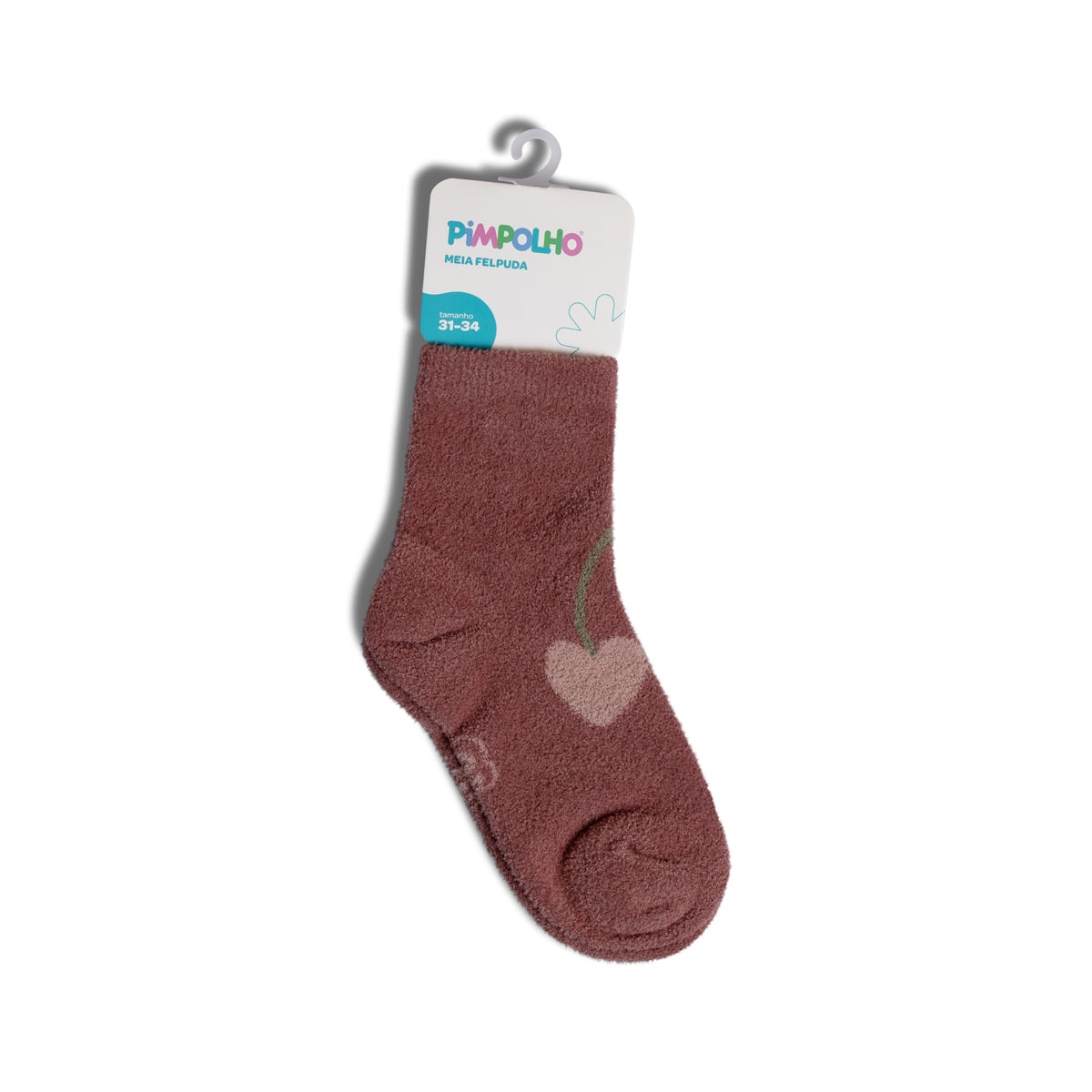Meia Felpuda Infantil Menina 31-34 Rosa Cereja - Pimpolho