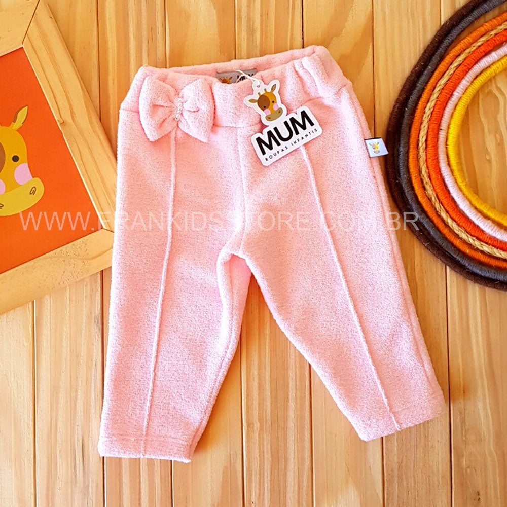 Calça em Soft Glacê Rosa Com Laço - Mum