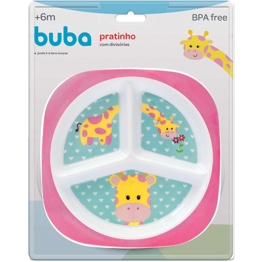 Prato Bebê Infantil Com Divisórias  Girafa - Buba