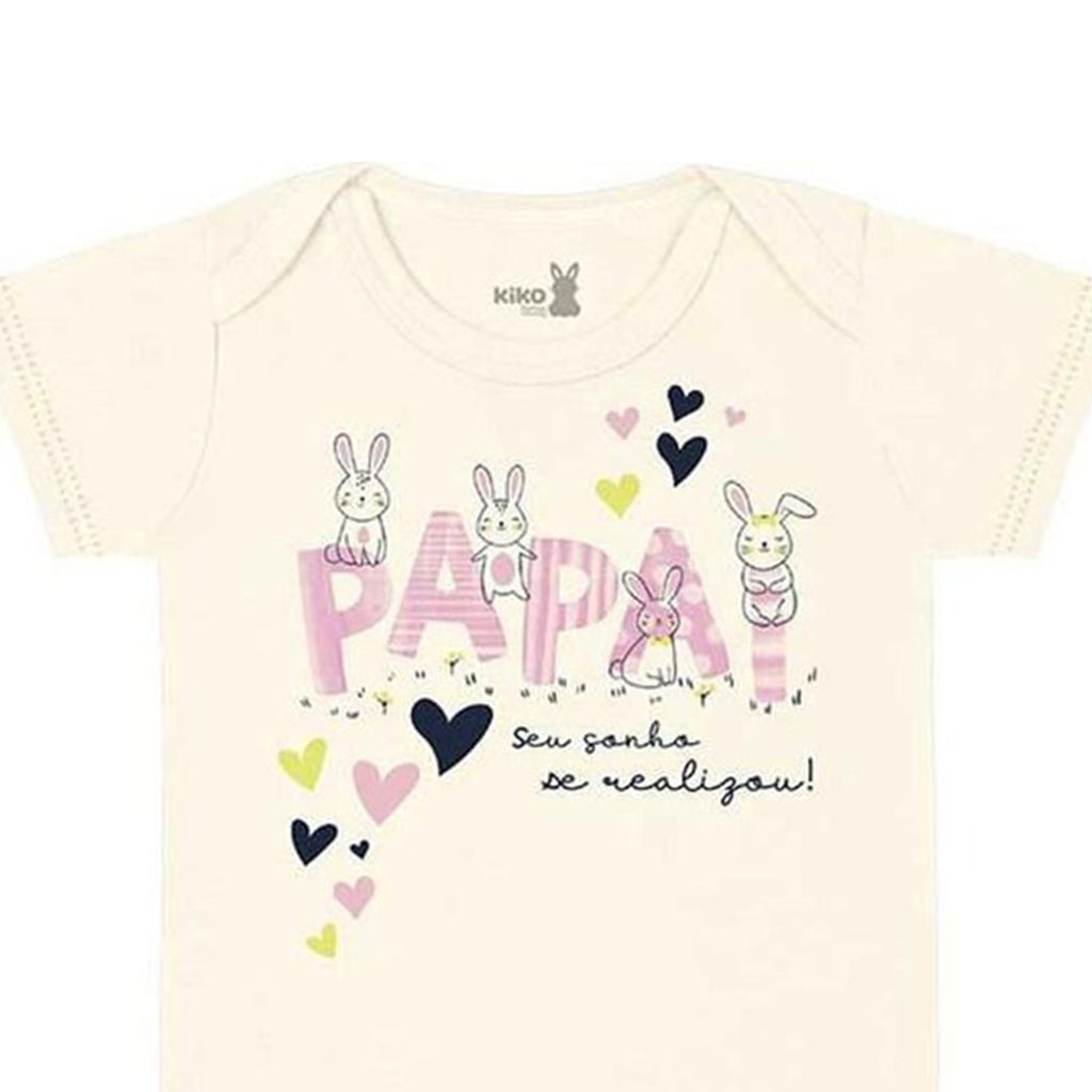Body Manga Curta Bebê Menina Papai Seu Sonho - Kiko Baby