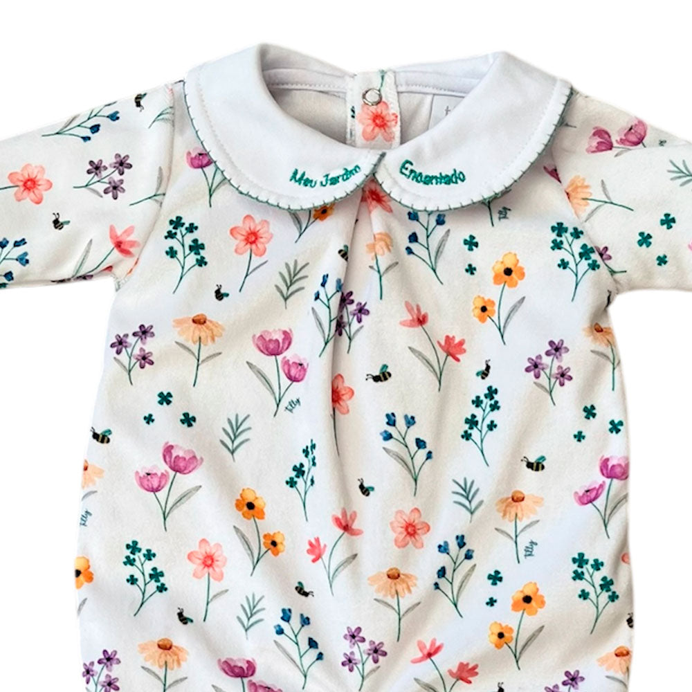 Macacão Bebê Menina Plush Com Gola Jardim Encantado - Tilly Baby
