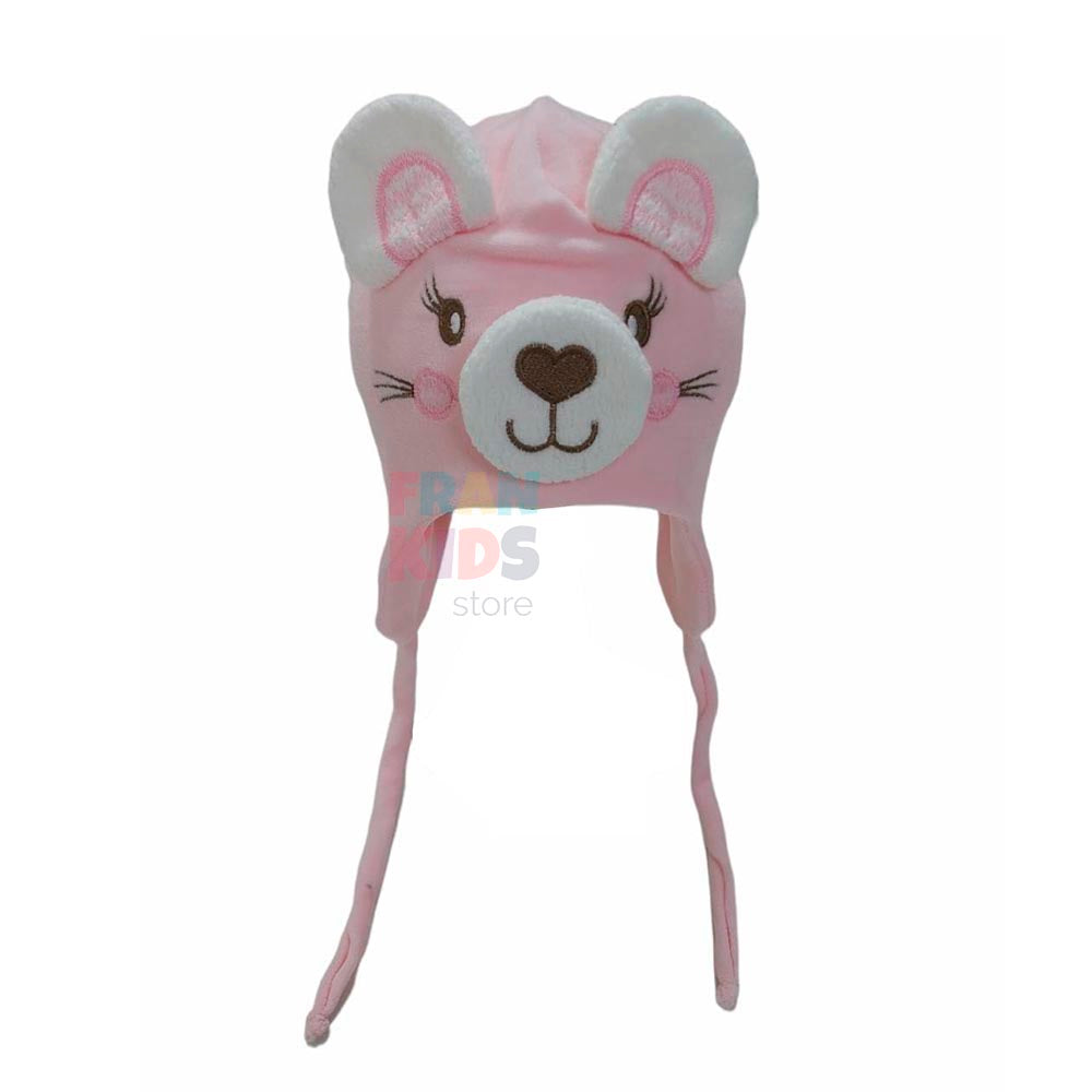 Touca Plush Bordada Com Protetor de Orelha Ursinha - Everly