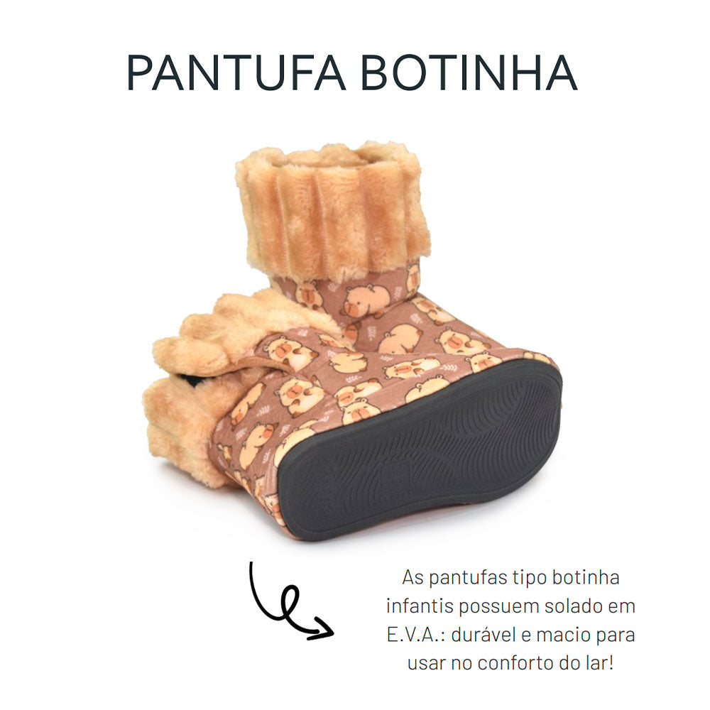 Pantufa Botinha Infantil Bege Sola Emborrachada - Ferpa