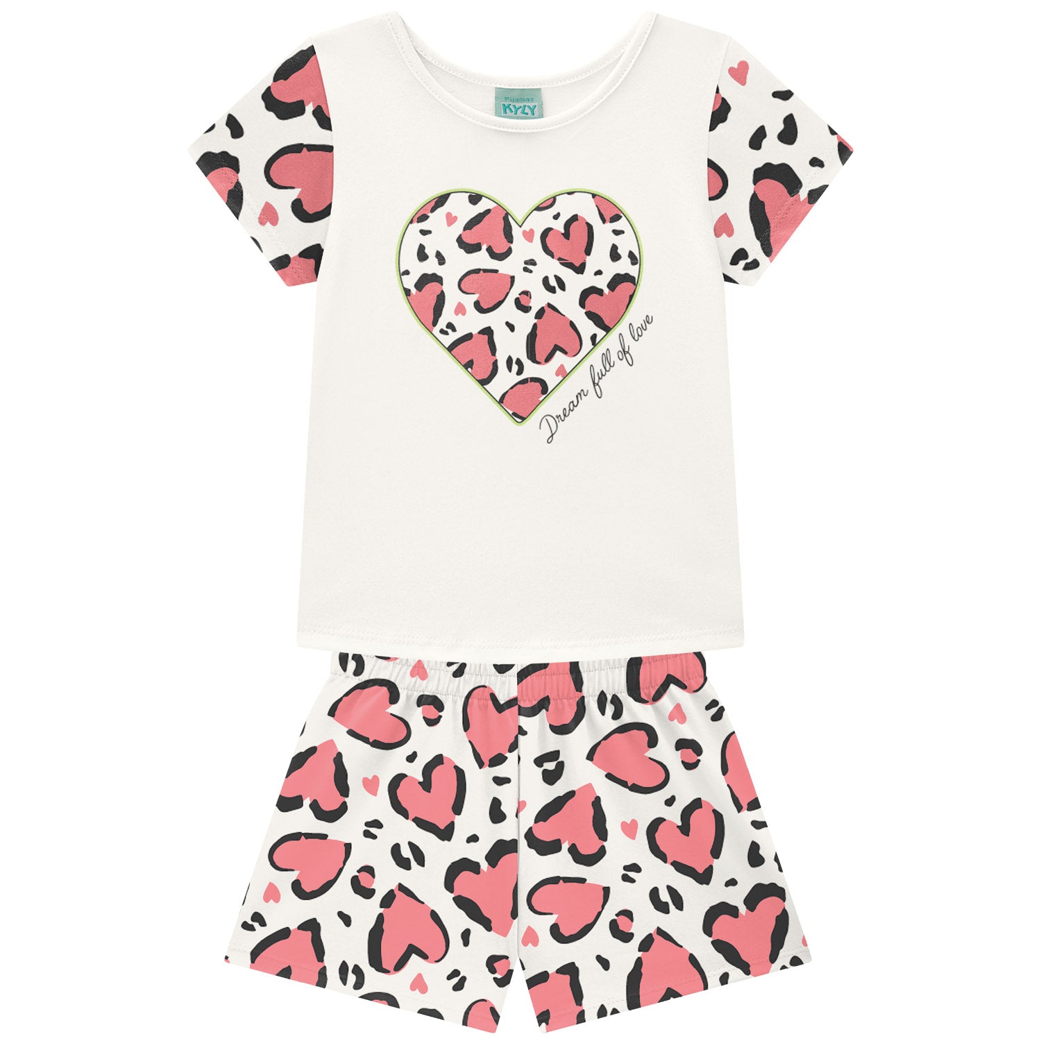 Pijama Infantil Menina Brilha no Escuro Corações - Kyly