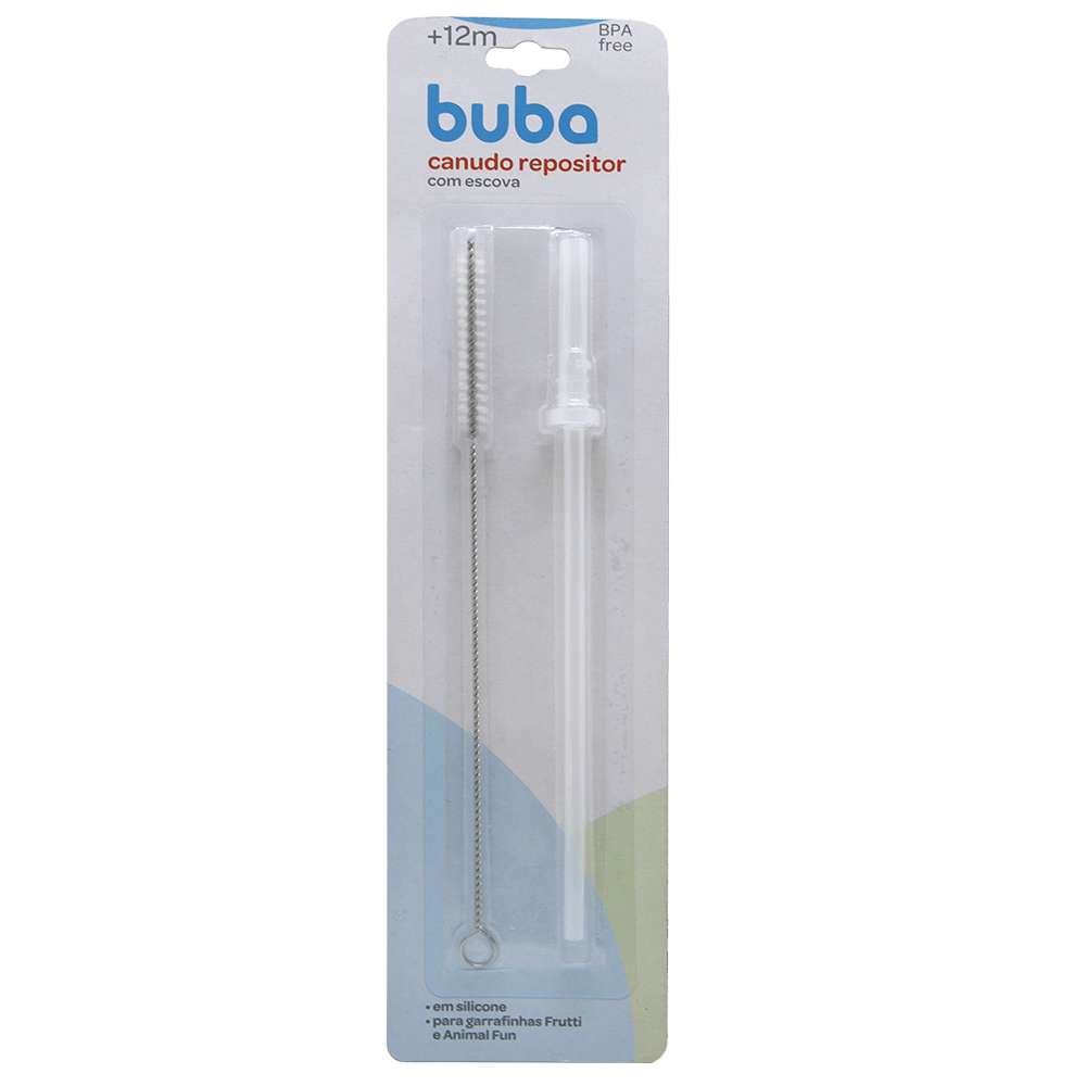 Canudo Com Escova Para Garrafa Animal Fun e Frutti - Buba
