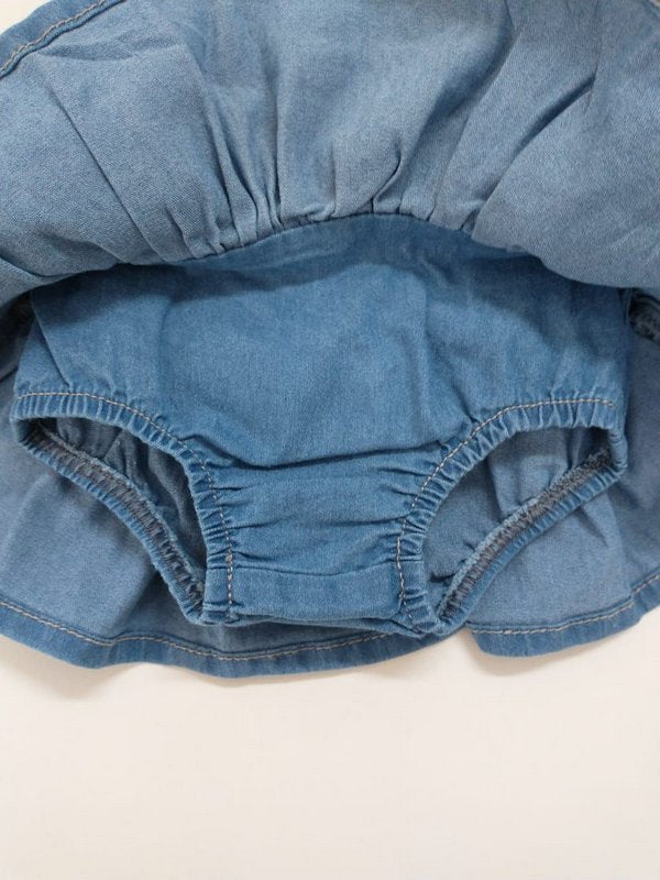 Jardineira / Tapa Fralda Jeans Com Babados - Dmenor