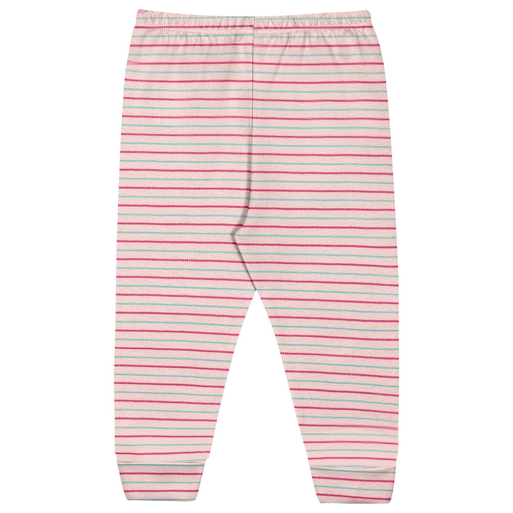 Calça Bebê Menina Suedine Rosa Listras - Kiko Baby