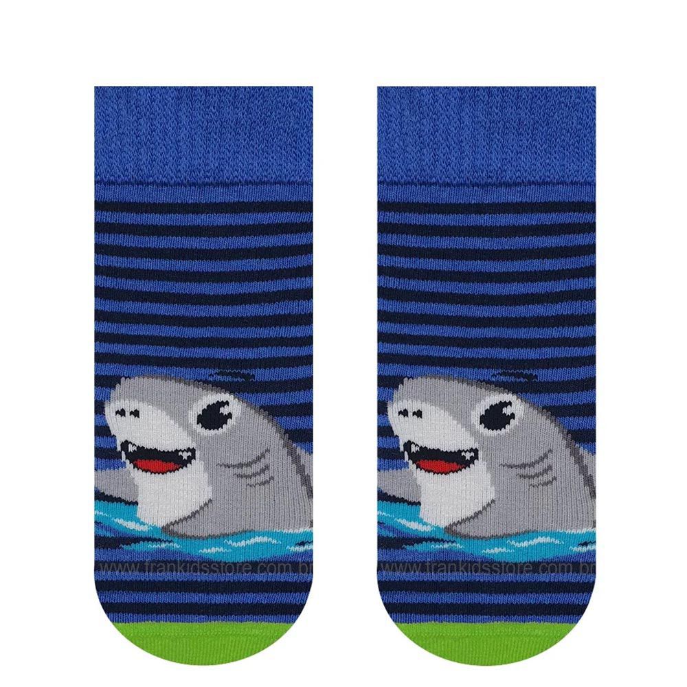 Meia Atoalhada Bebê Menino Azul Tubarão - Selene