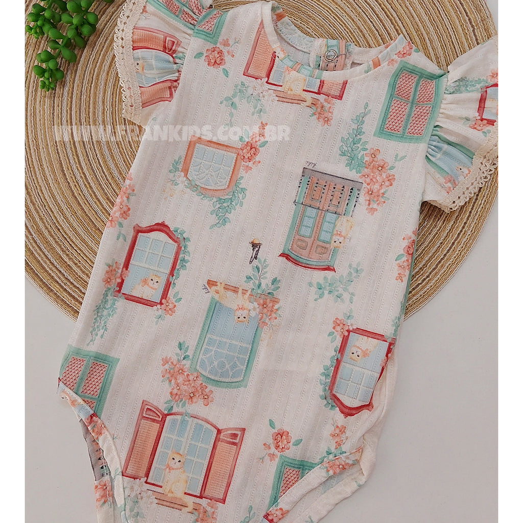 Conjunto Bebê Salopete e Body Jacquard Estampado - Kiki Xodó