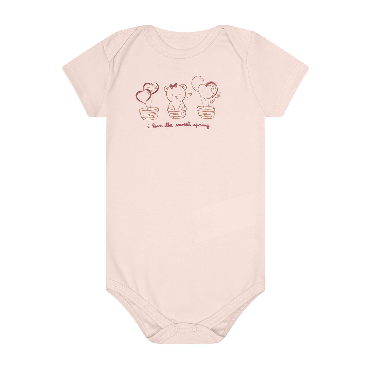 Body Manga Curta Bebê Menina Suedine Ursinha - Kiko Baby