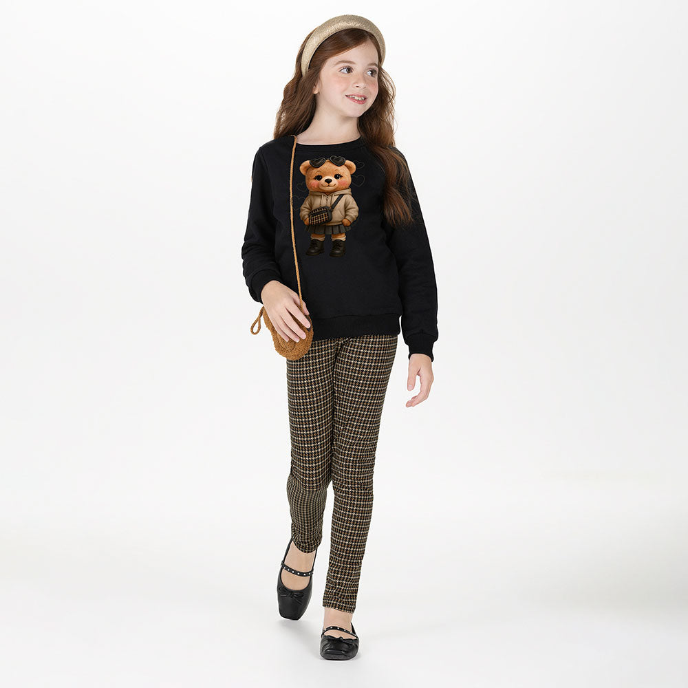 Conjunto Infantil Menina Moletom Sem Pelúcia Urso - Alakazoo