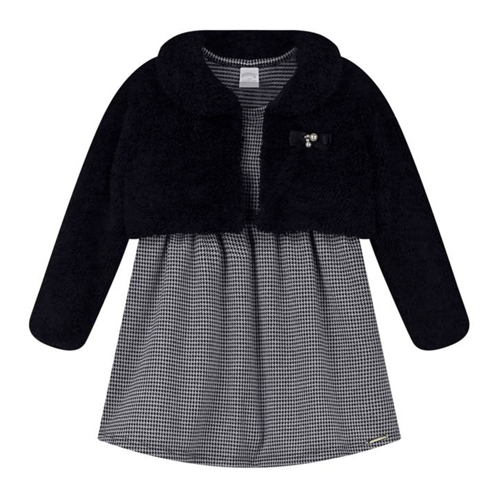 Vestido Infantil Pied de Poule Com Bolero - Alakazoo