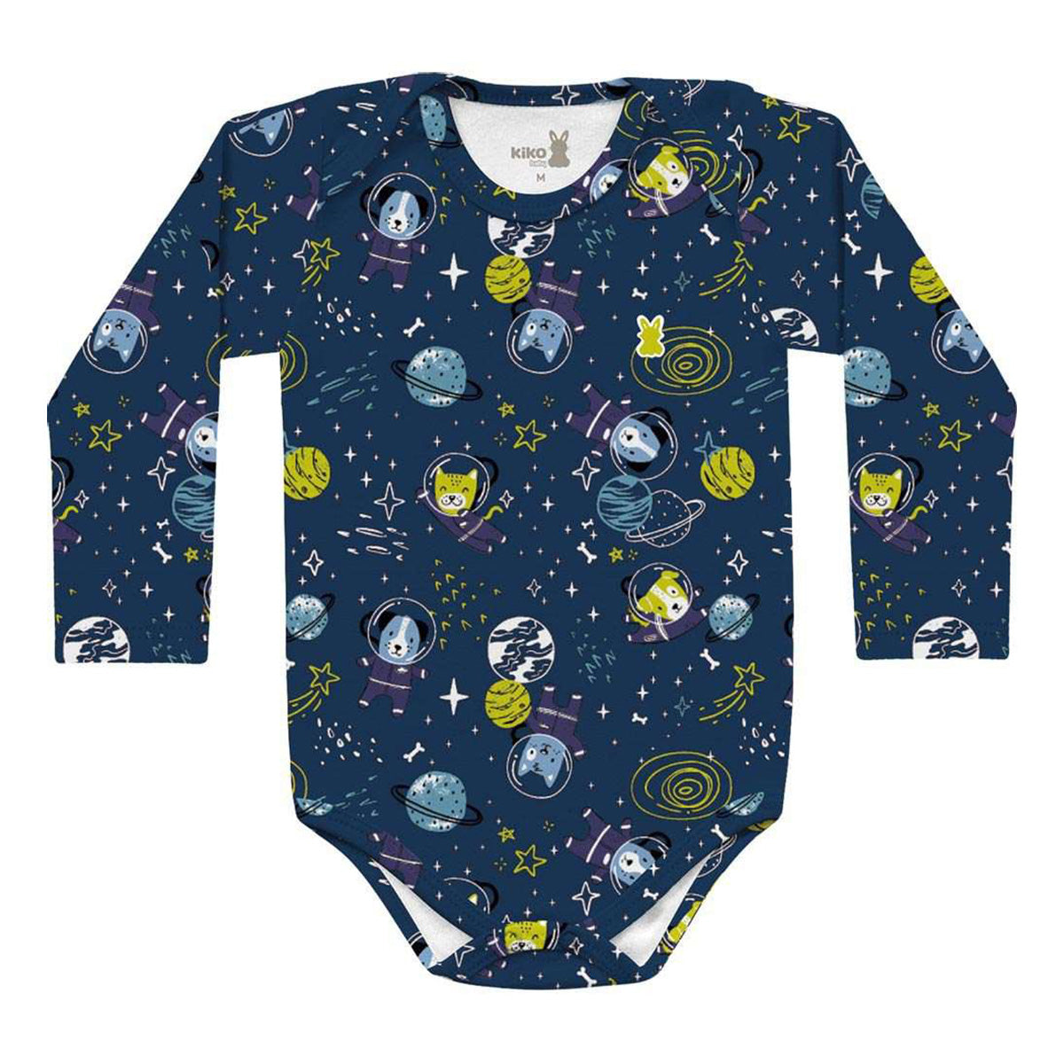 Body Manga Longa Bebê Menino Cão Espacial - Kiko Baby