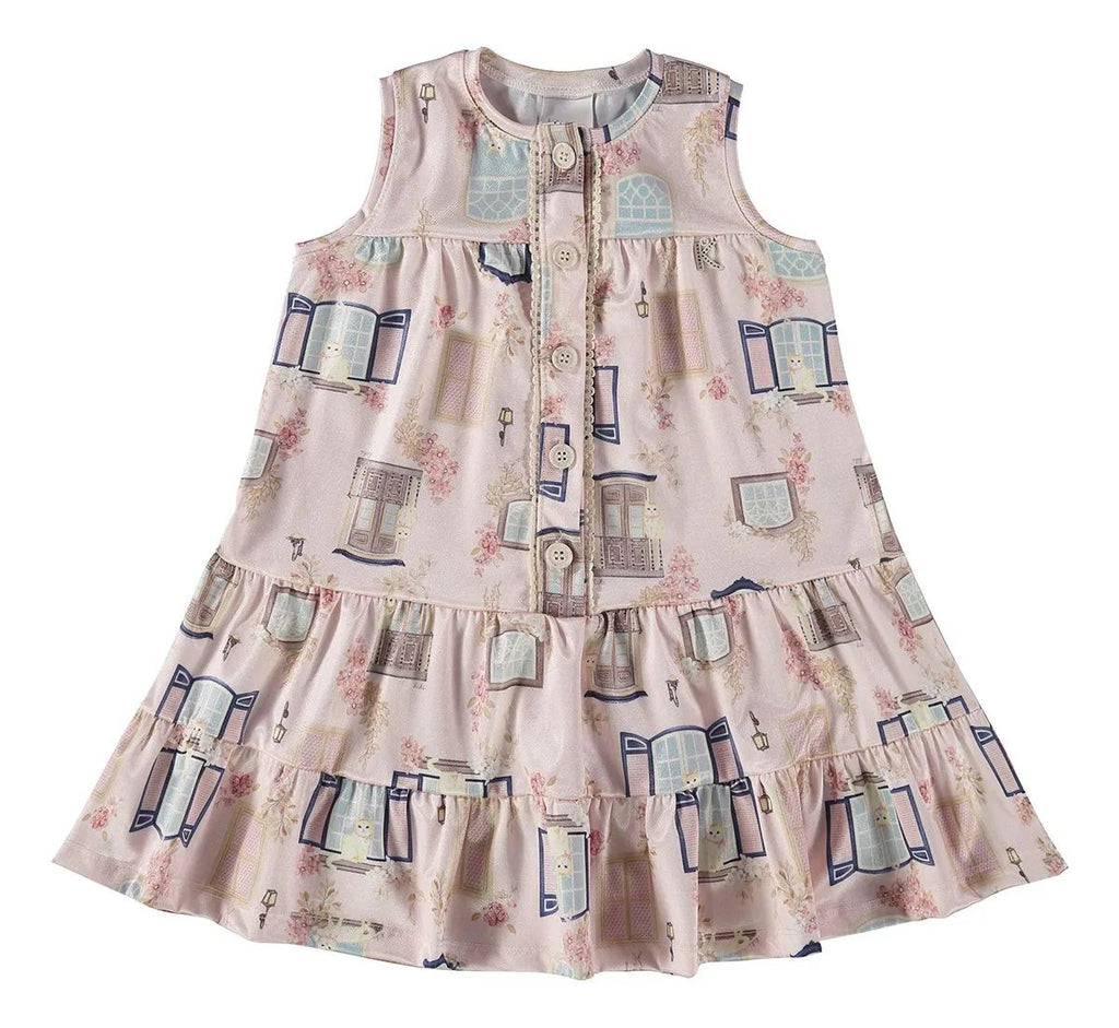 Vestido em Jacquard Estampado Infantil - Kiki Xodó