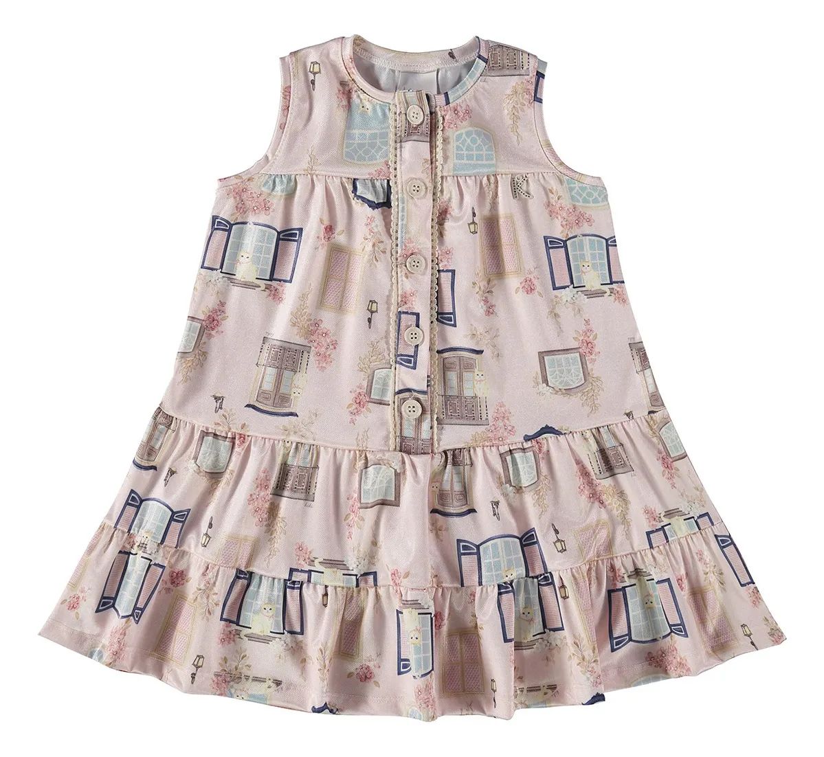 Vestido em Jacquard Estampado Infantil - Kiki Xodó