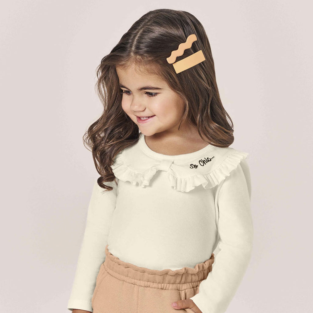 Blusa Bebê Menina Manga Longa Gola Bordada - Kiko e Kika