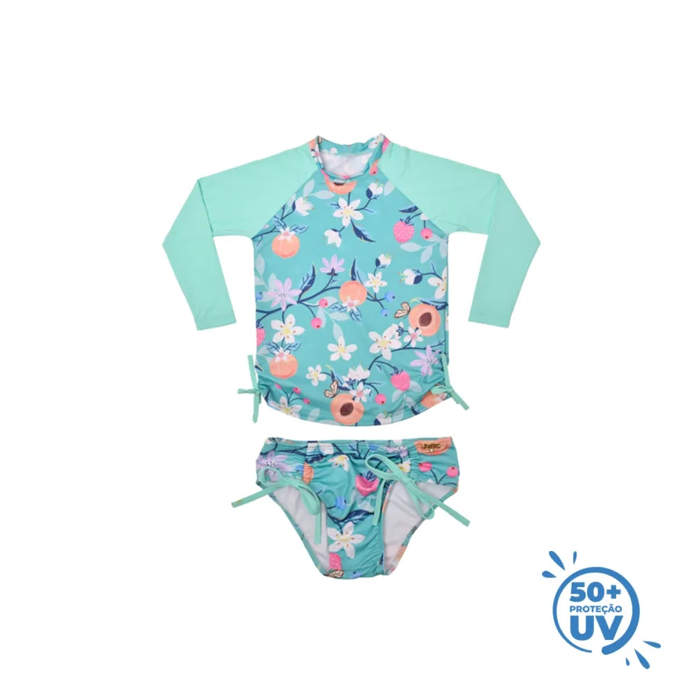 Conjunto Infantil Menina Com Proteção UV50+ Flores - Everly