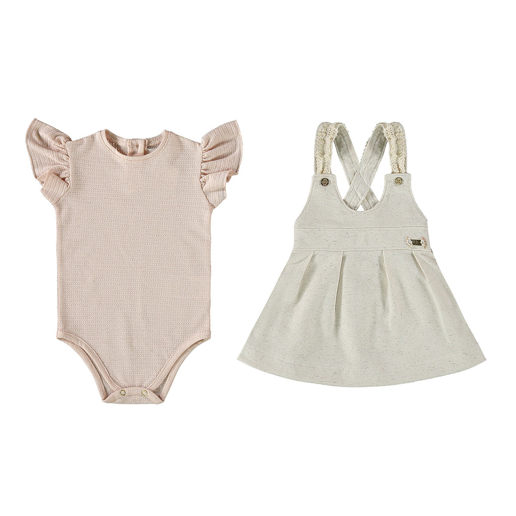 Conjunto Bebê Salopete Moletinho e Body Linho - Kiki Xodó