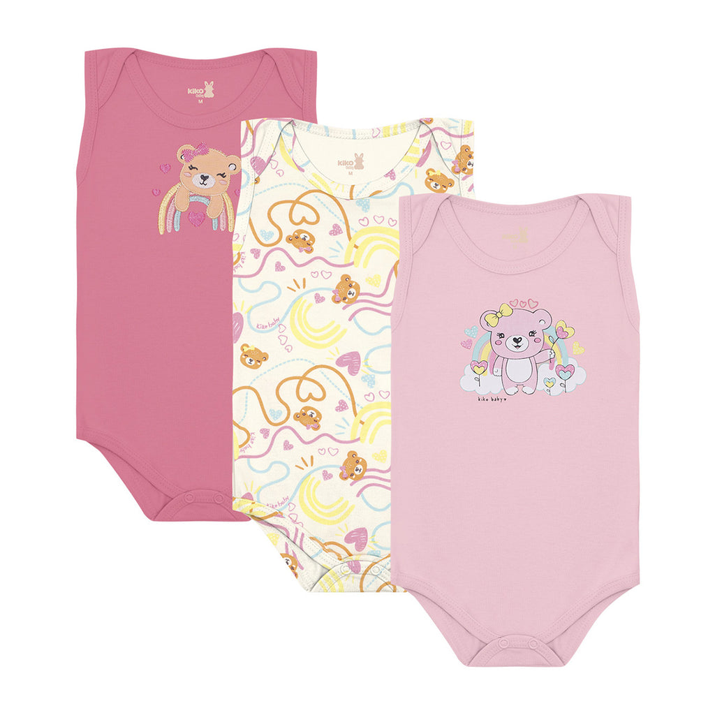Body Regata Bebê Menina Suedine Ursinhas - Kiko Baby