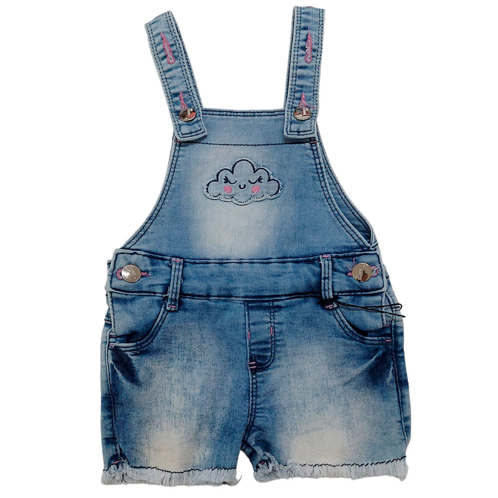 Jardineira Short Bebê Menina C/ Elastano - Bracket Jeans