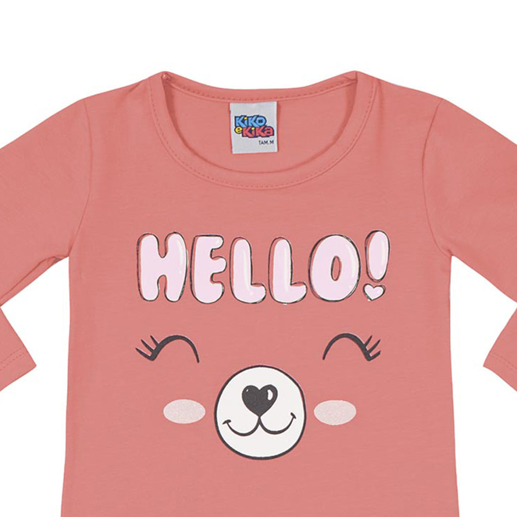Blusa Manga Longa Bebê Menina Hello - Kiko e Kika