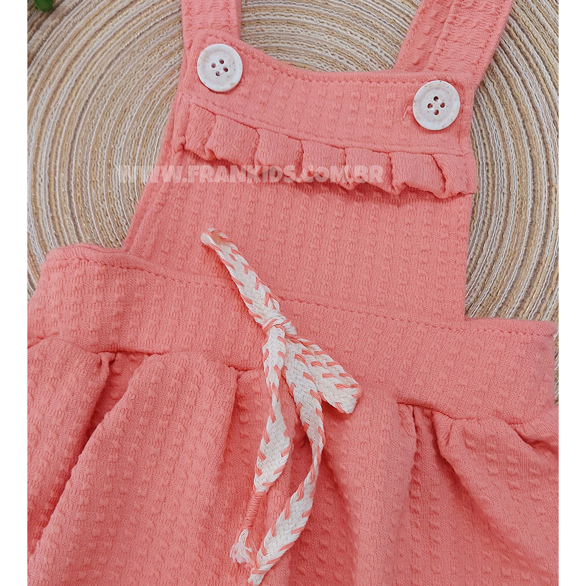 Conjunto Bebê Salopete e Body Jacquard Estampado - Kiki Xodó