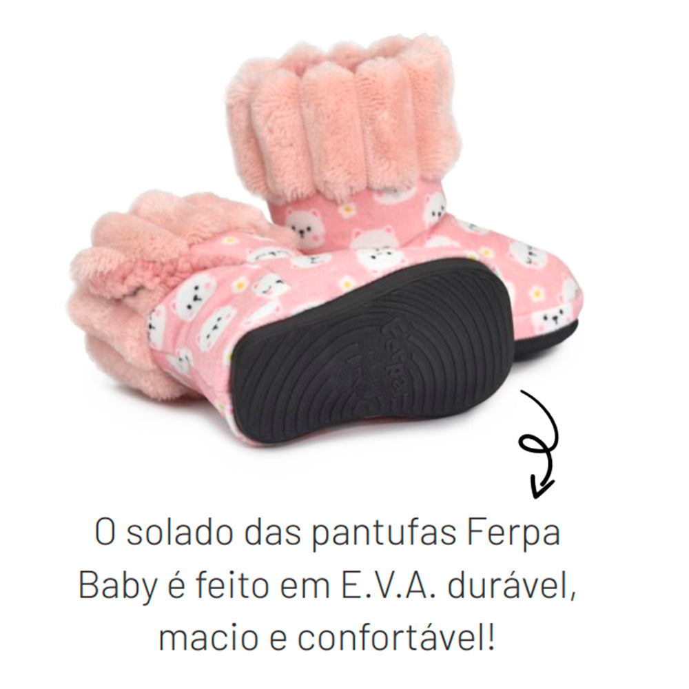 Pantufa Botinha Bebê Capivara Sola Emborrachada - Ferpa