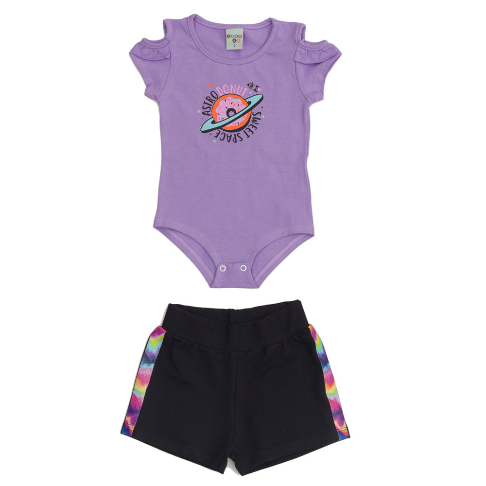Conjunto Infantil Menina Body e Short Sweet Space - Have Fun