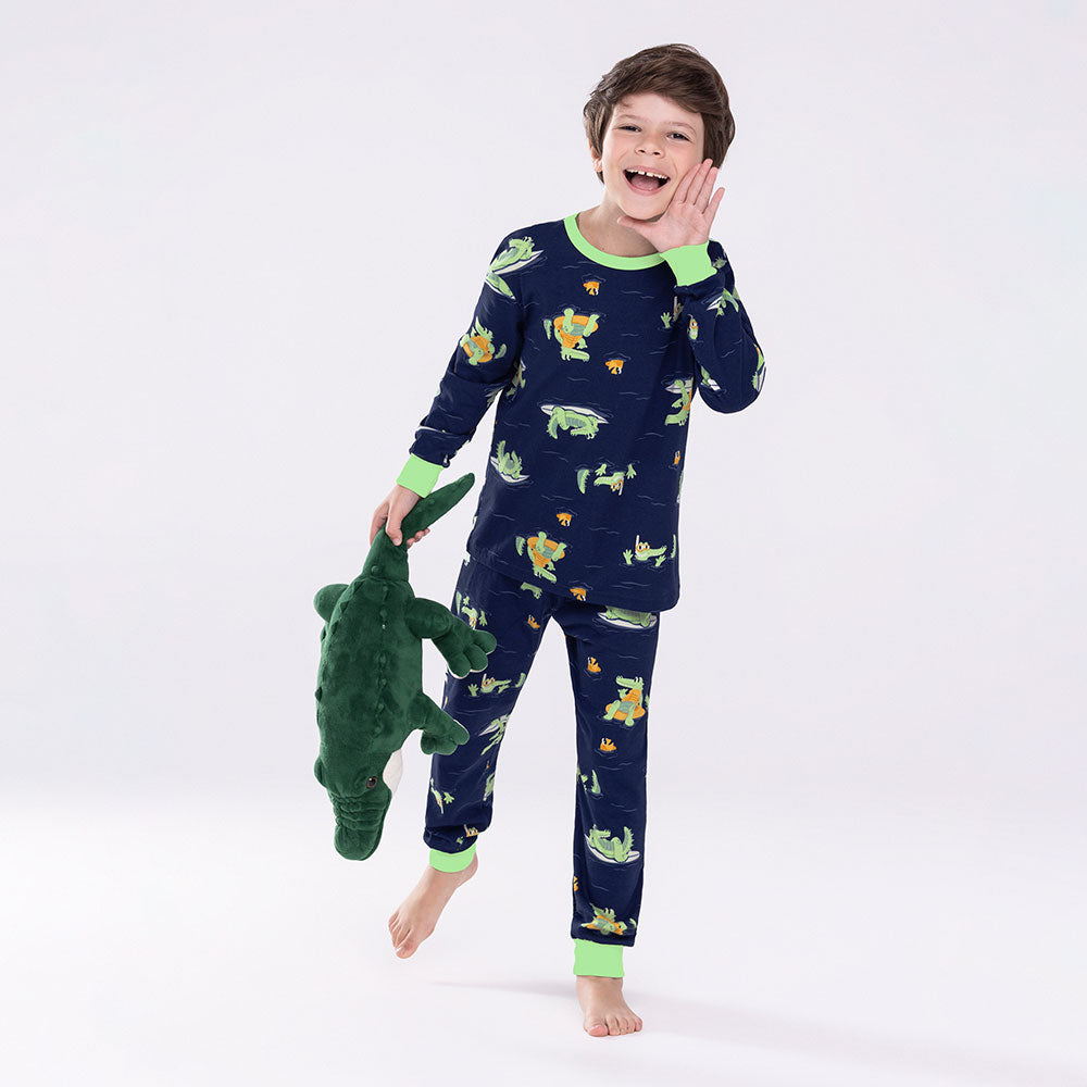 Pijama Infantil Menino Meia Malha Jacaré - Alakazoo