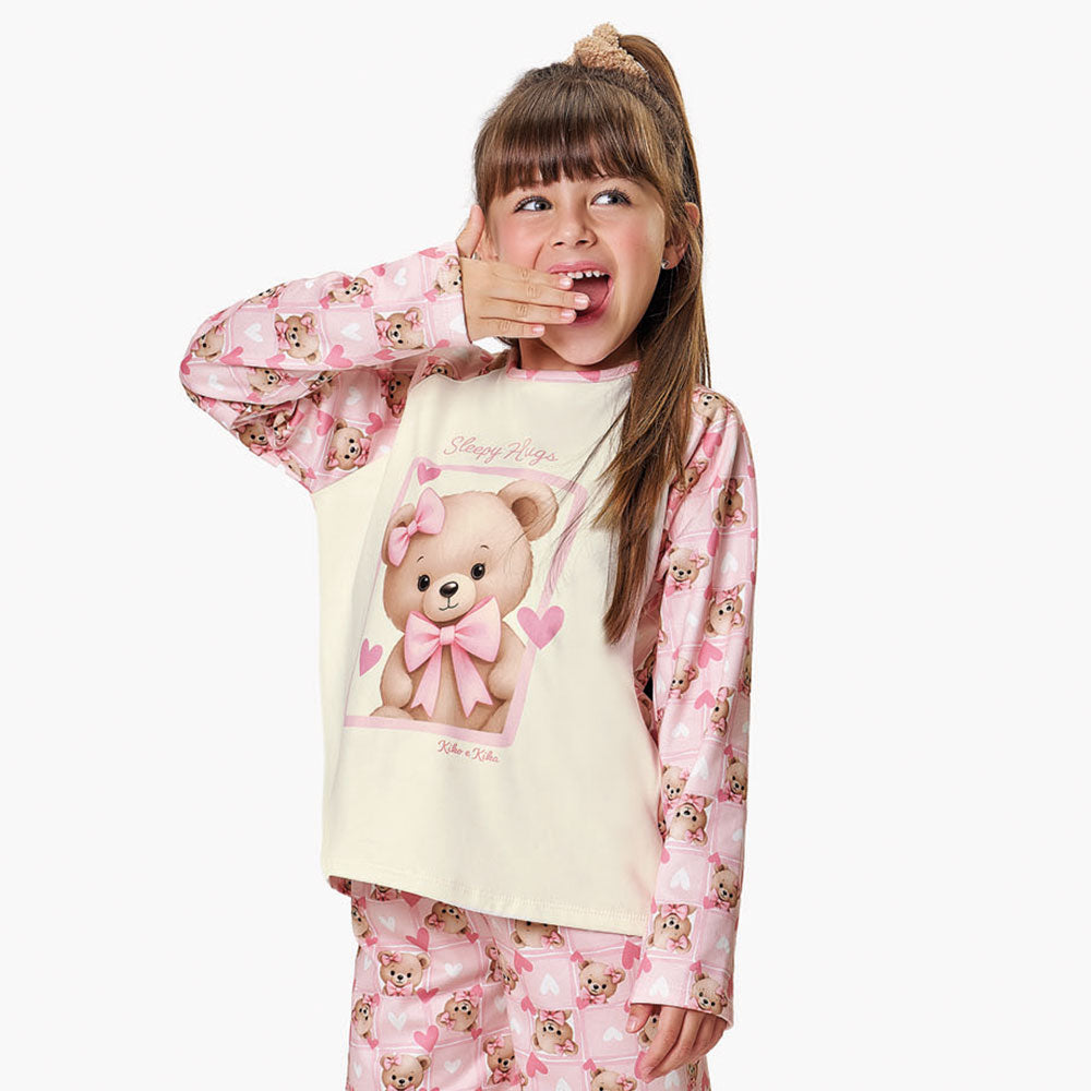 Pijama Infantil Menina Malha Térmica Ursinha - Kiko e Kika